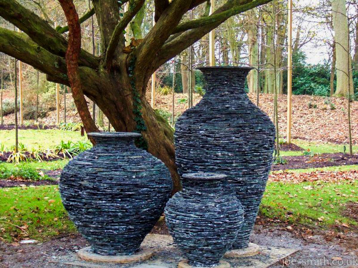 Vases And Decorative Sculpture For The Garden In Slate And Stone
